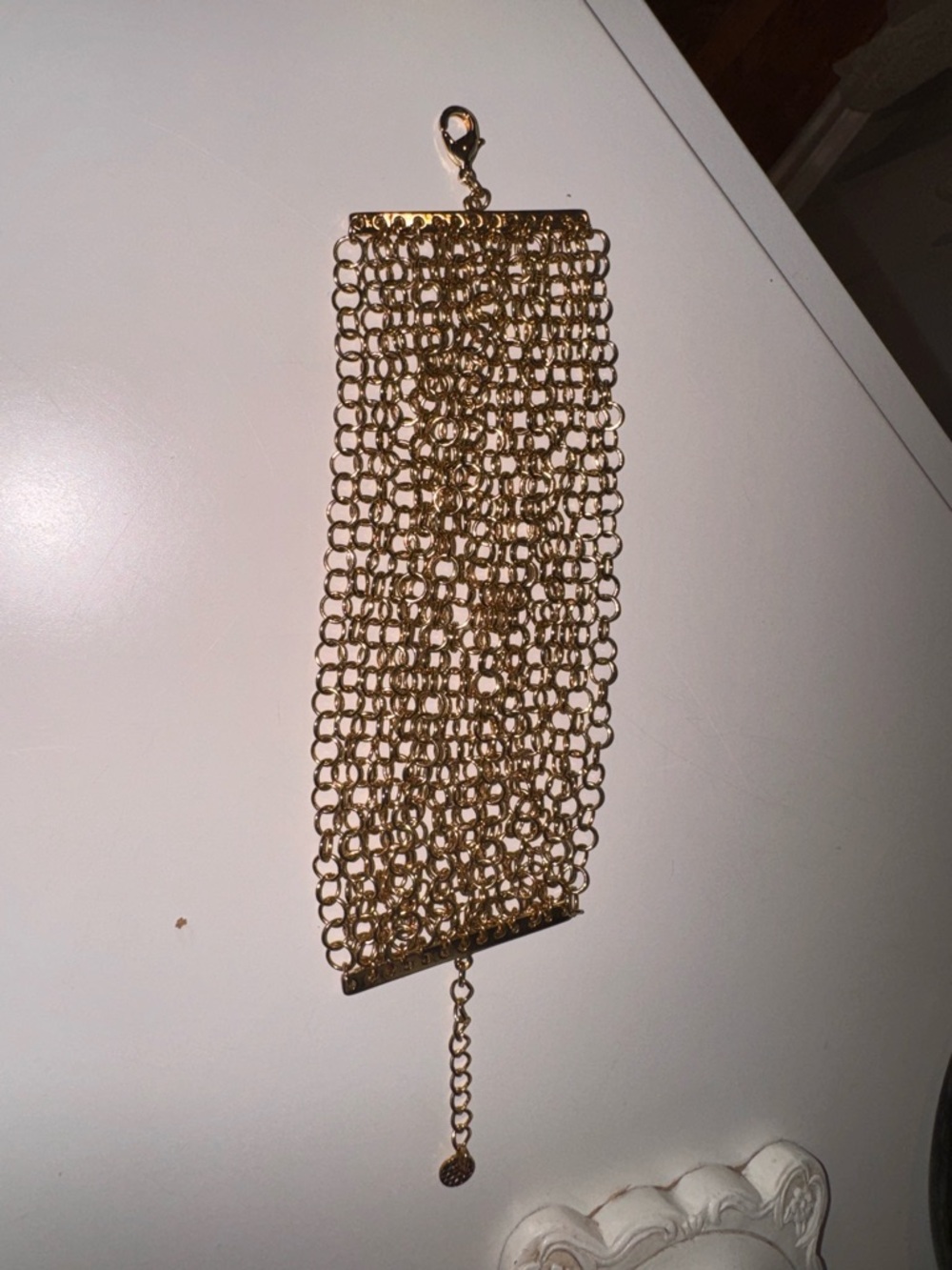 3/12$ Marlyn Schiff Wide Gold Chain Mesh Bracelet - Picture 6 of 10